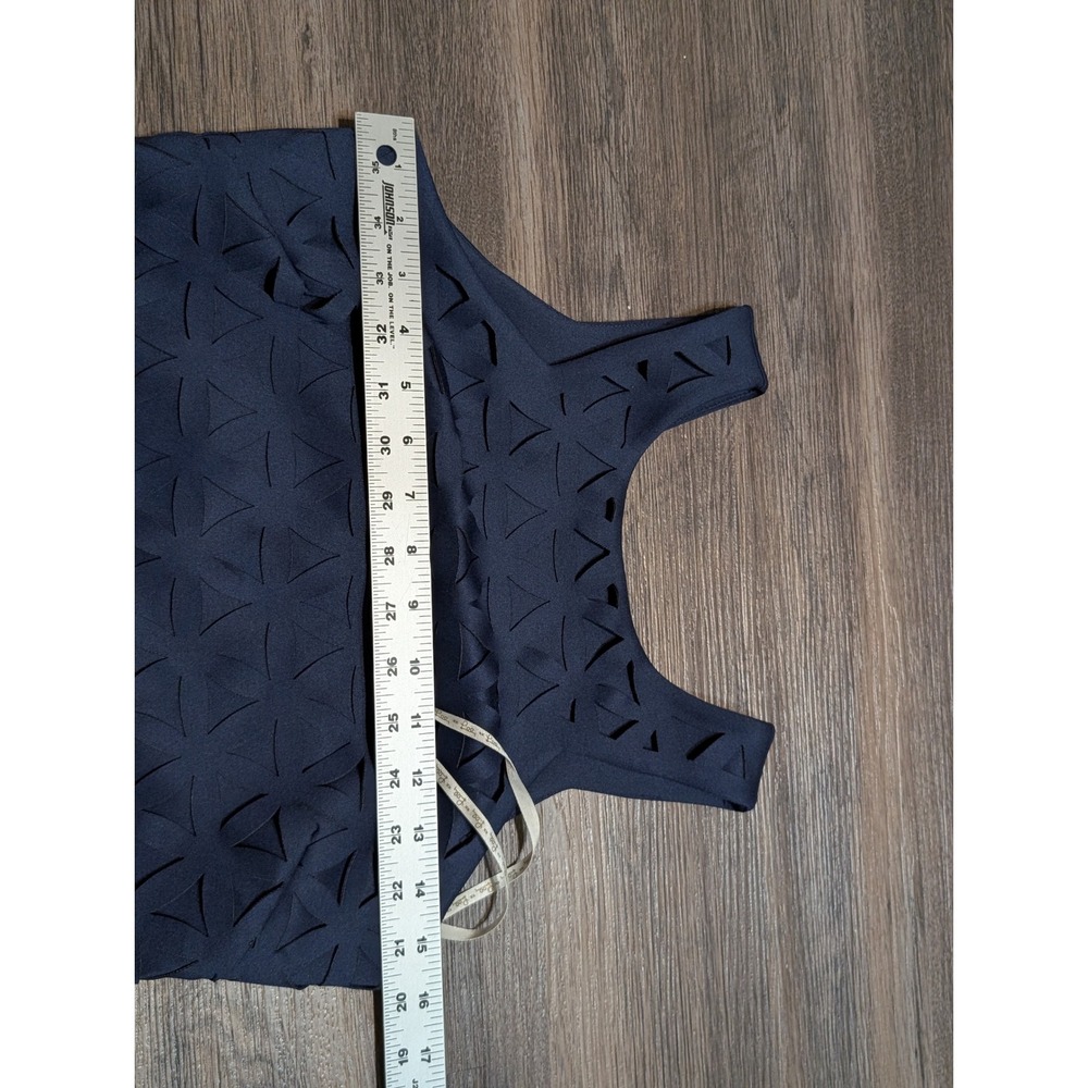 Lilly Pulitzer Navy Blue Laser Cut Geometric Mango Shift Dress XS Gold Zip - Picture 5 of 5